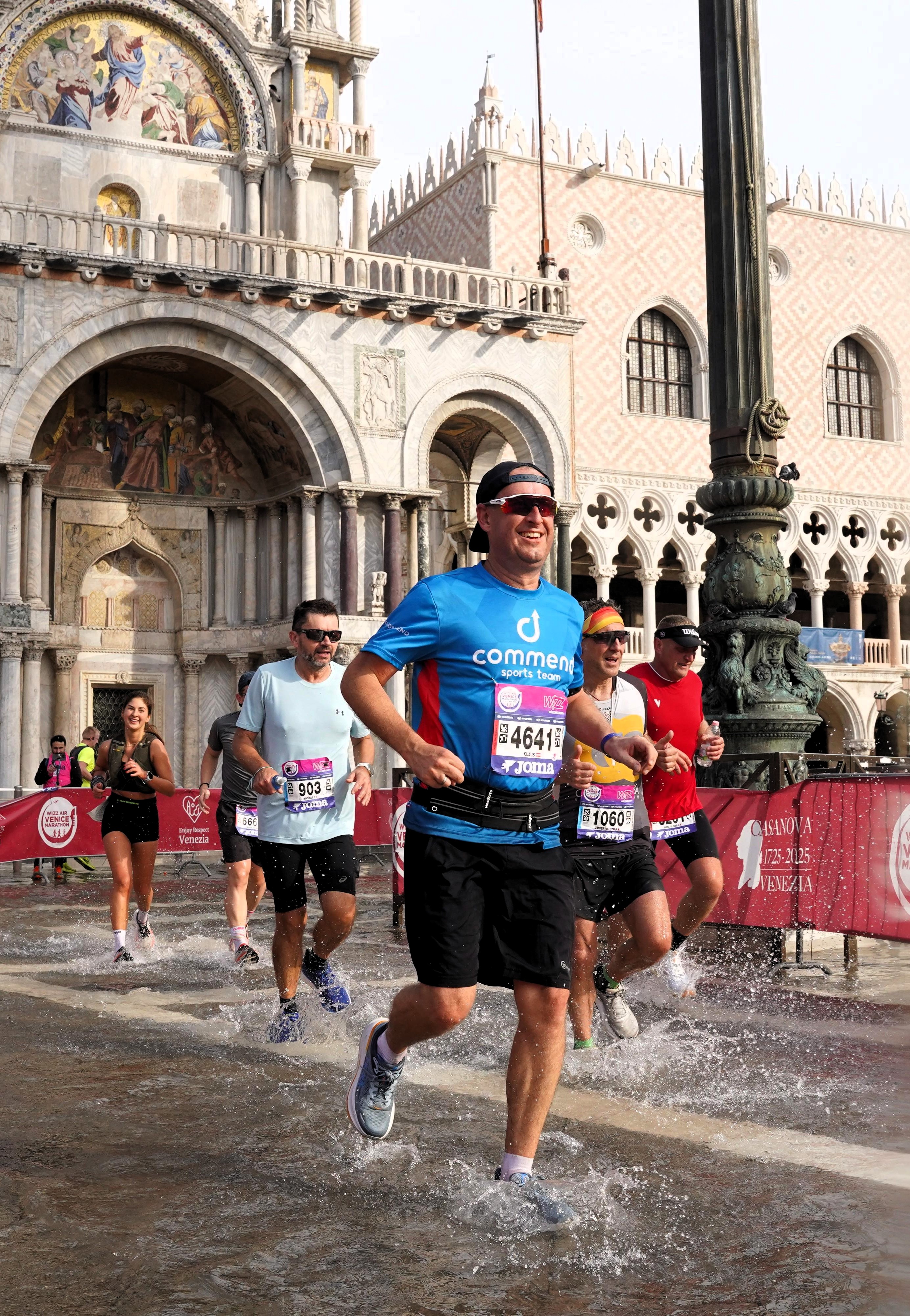 Splashing through flooded Piazza