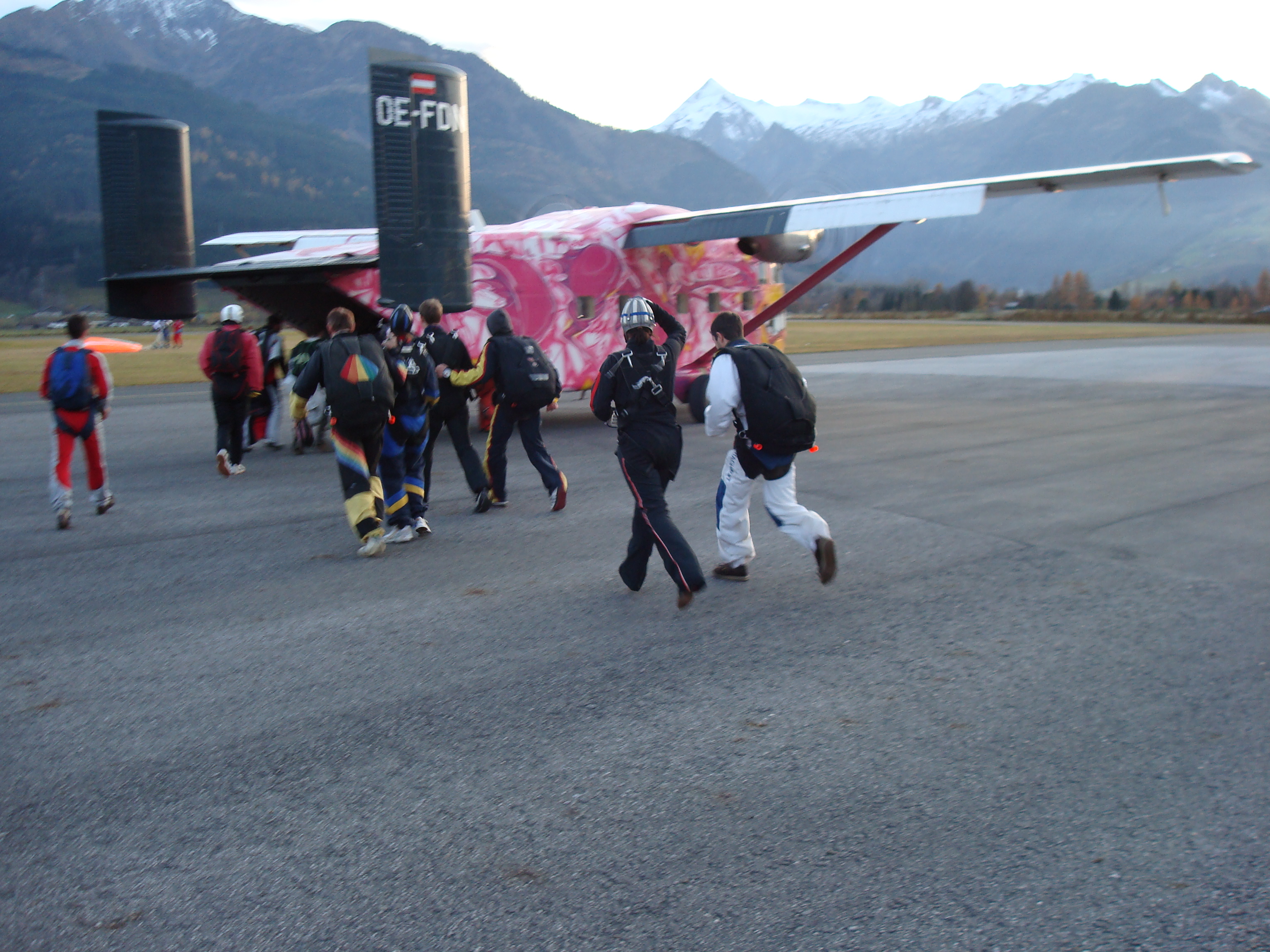 Boarding the jump plane